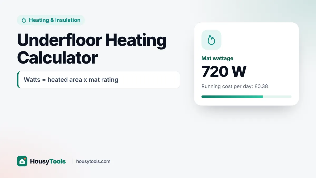 Underfloor heating calculator diagram comparing an electric mat and a wet pipe system