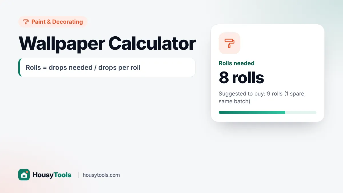 Wallpaper calculator diagram showing drops cut from one roll with trim and pattern repeat marked